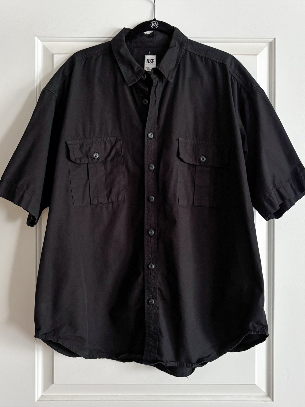 NSF oversized black button up shirt
